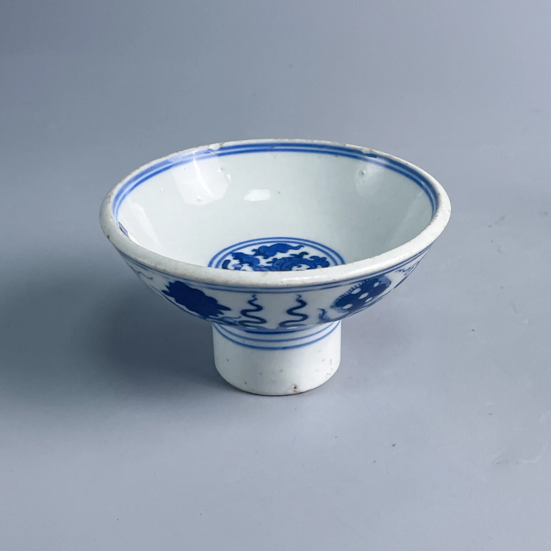 清中期青花花卉纹高足盘M25E7001879