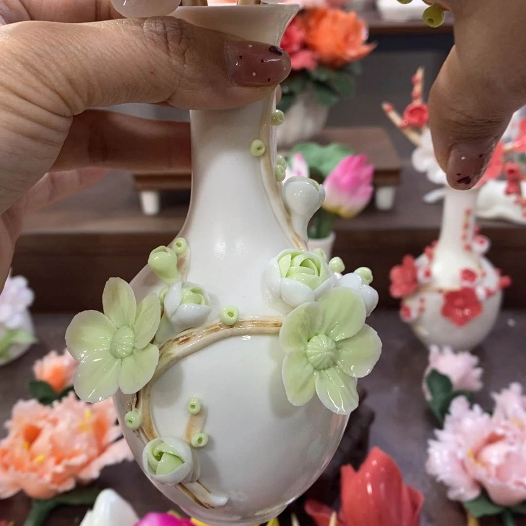 瓷片陶瓷手工花摆件