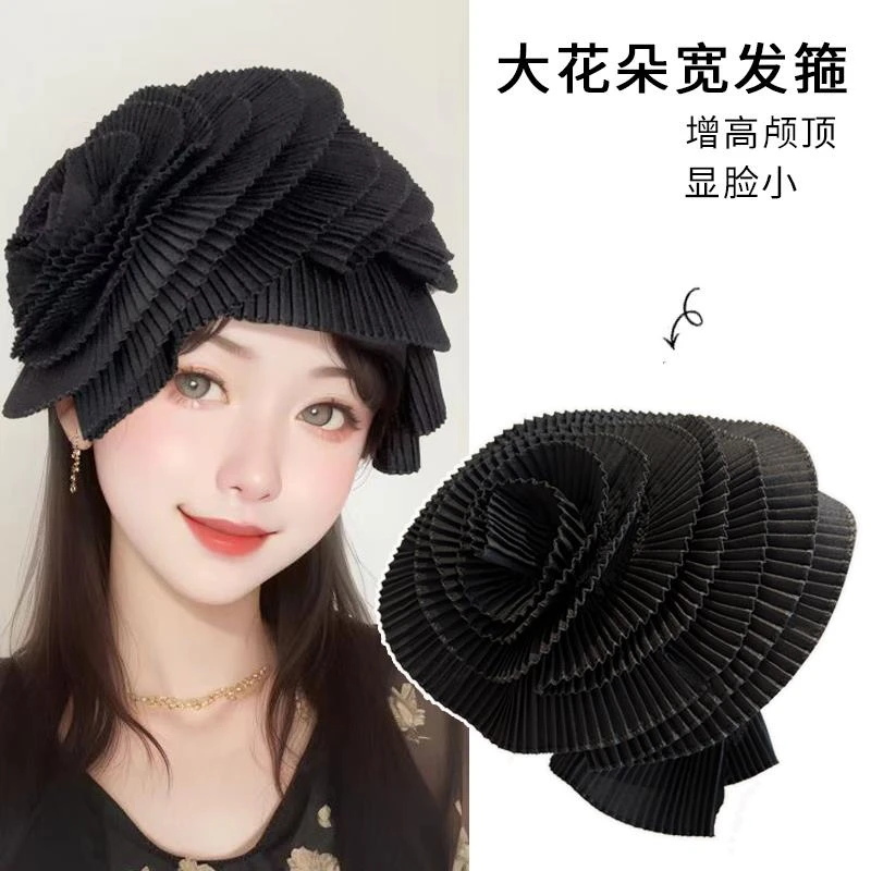 复古花朵贝雷帽子发箍女头箍发卡遮白发头饰半帽旗袍发饰宴会演出