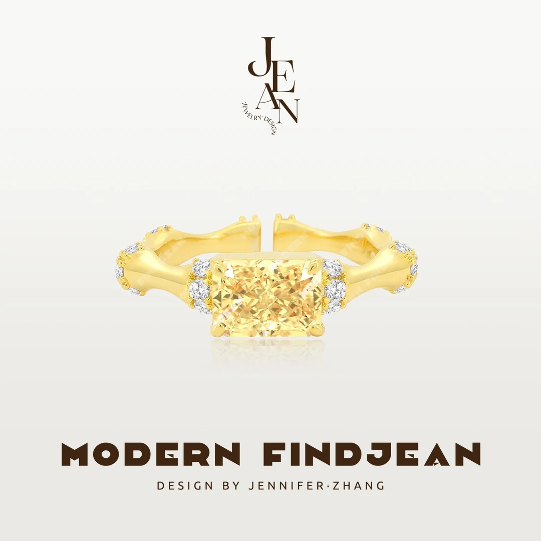 铜合金戒指 8166【节节闪烁 嫩金鹅黄】璀璨竹节轻奢高级感设计款