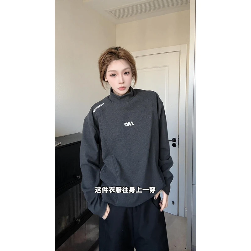 秋冬新款男生加厚长袖T恤秋冬打底衫半高领德绒卫衣保暖内衣上衣