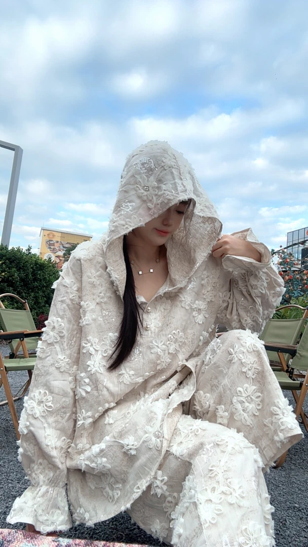 【画纱-星络】云彩画布轻奢气质宽松新中式高级感重工钉珠上衣