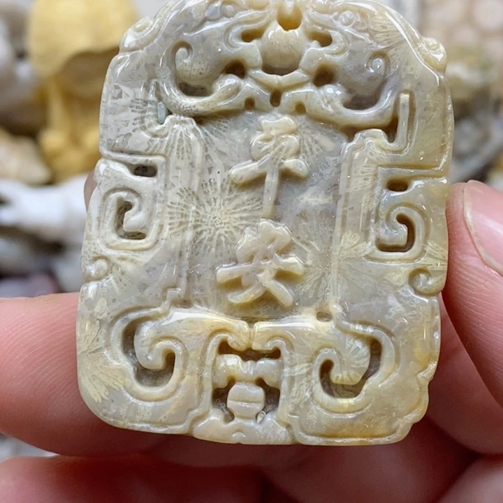 颈饰未镶嵌硅化珊瑚（珊瑚玉）