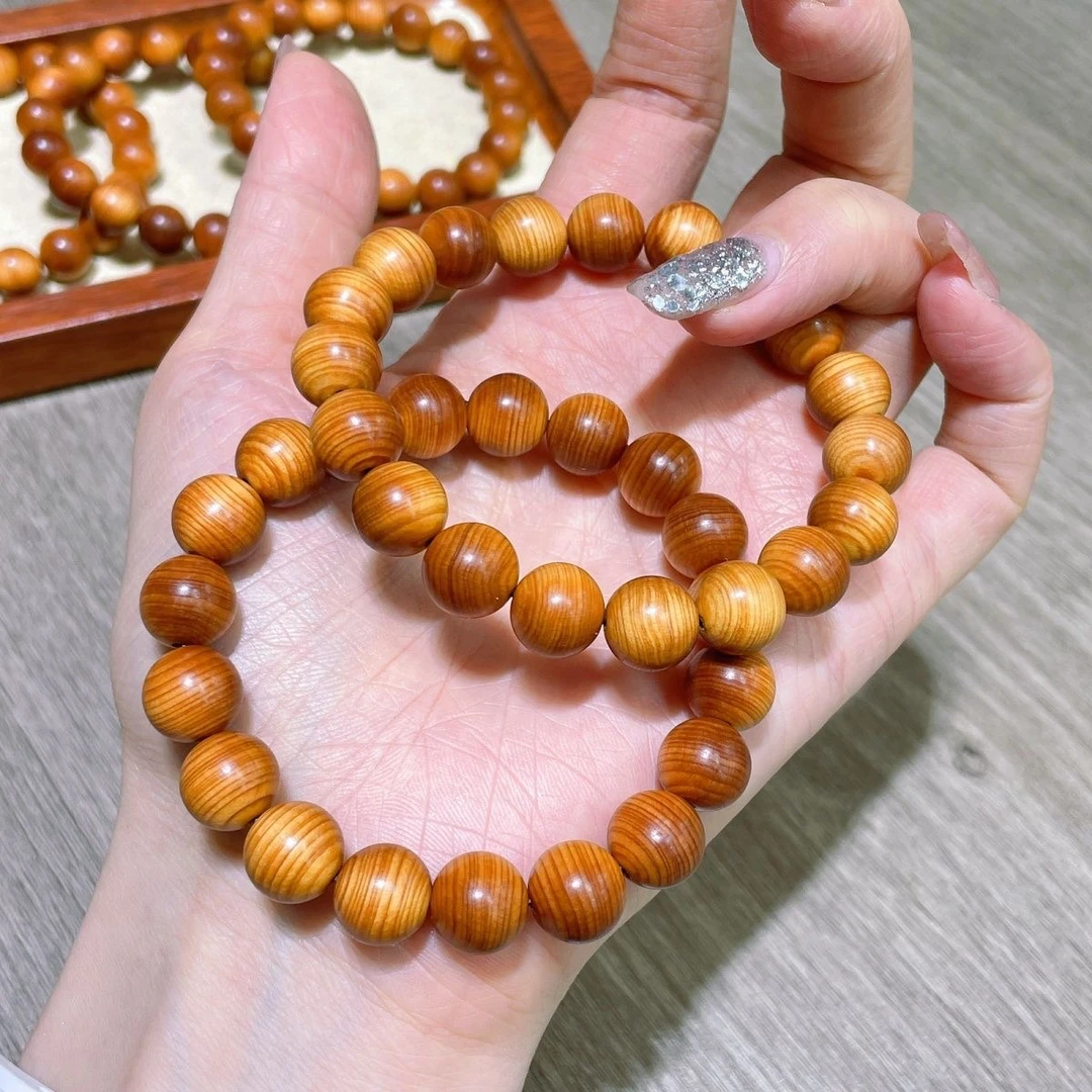 太行崖柏1.0单圈红油玉化陈化料圆珠手串手盘玩高油高密