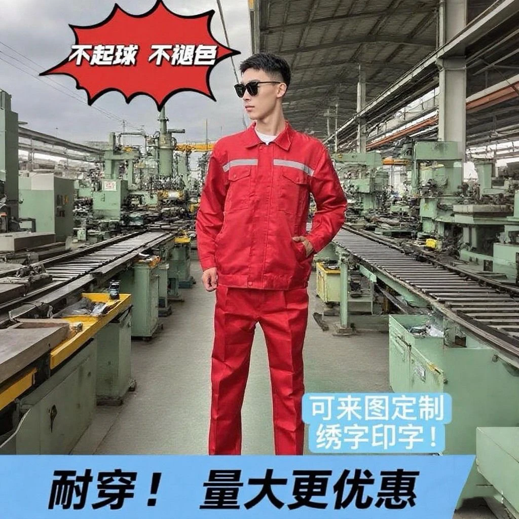 双层加厚劳保工作服套装男女长袖反光条工装耐磨耐脏工厂车间定制