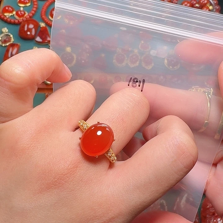 南红玛瑙银S925镶嵌戒指