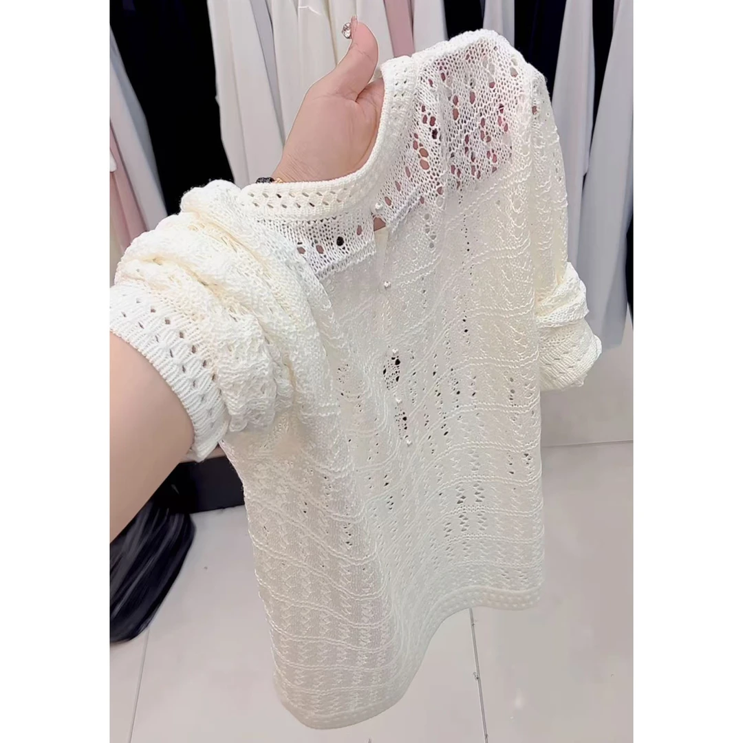 今年流行穿搭2025夏季新款温柔风极简风毛针织衫宽松韩版长袖上衣