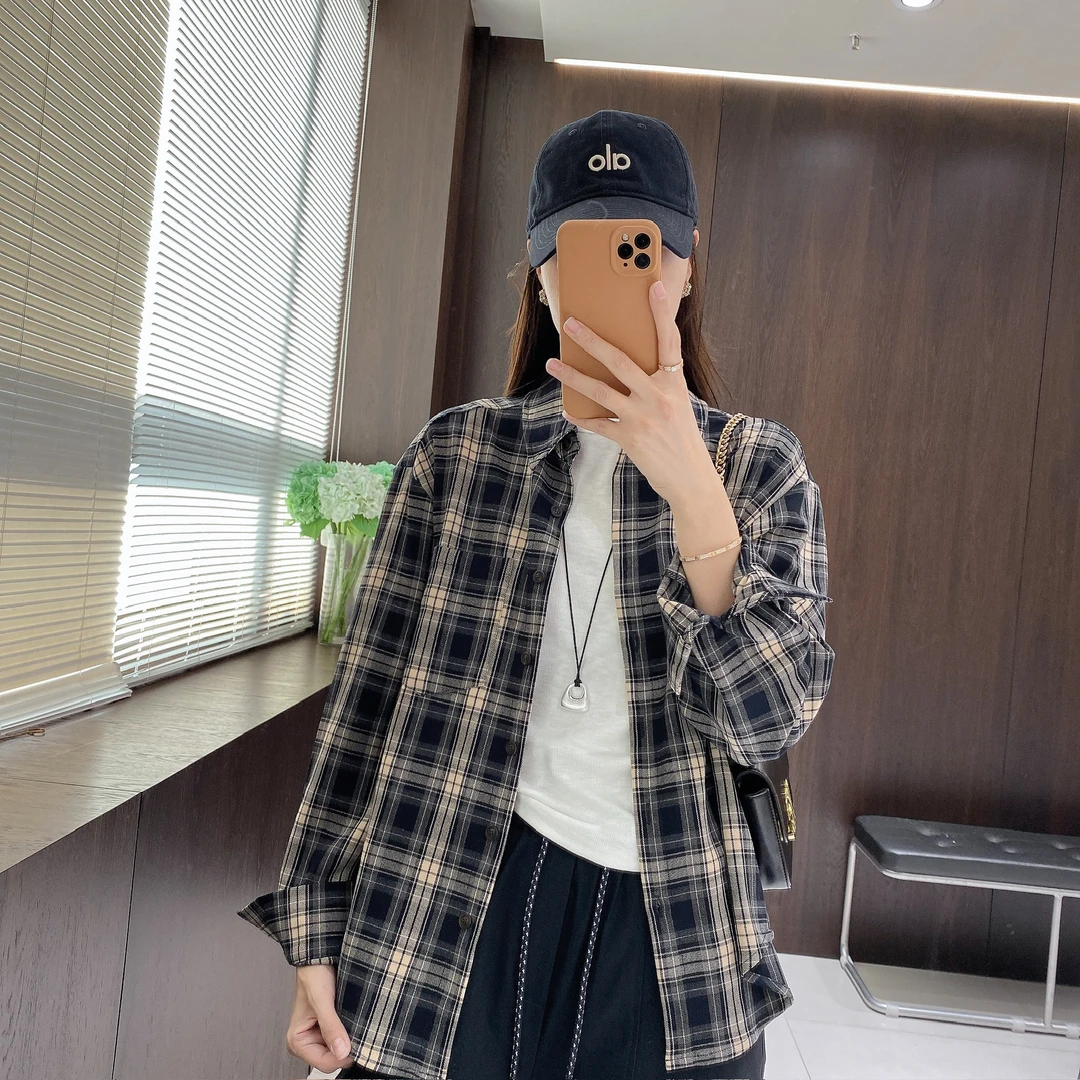 IMFLY金小金自制女装 衬衫DYW9781早秋韩版长袖格纹衬衫外套