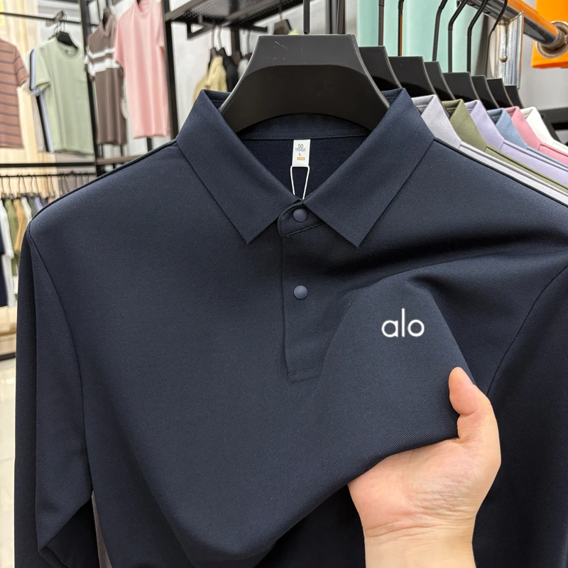 轻奢长袖POLO衫男士春秋季新款休闲翻领T恤纯色商务上衣简约百搭