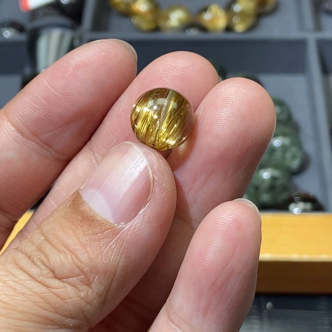 水晶钛晶单珠吊坠未镶嵌桃*