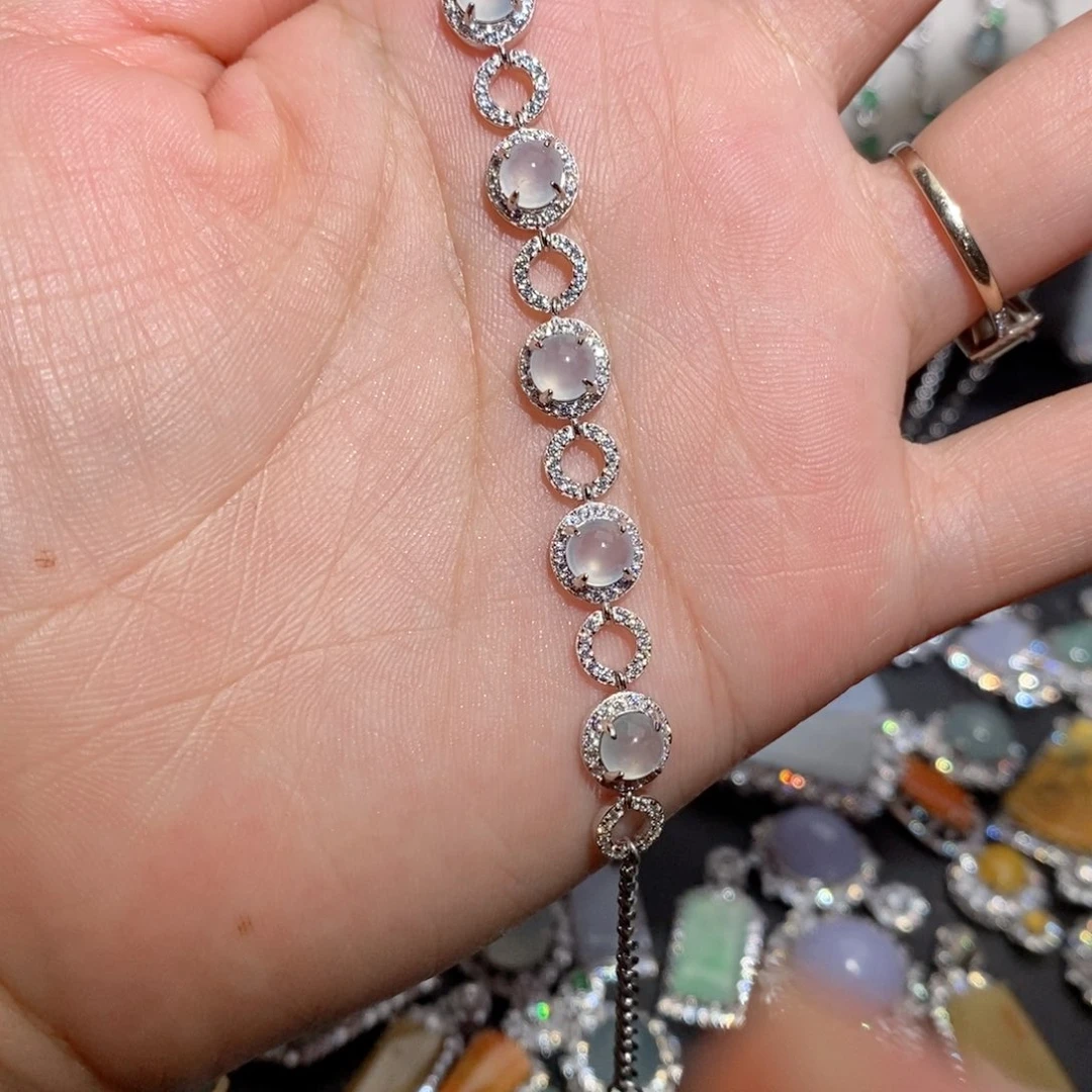 银S925镶嵌手链翡翠c c c