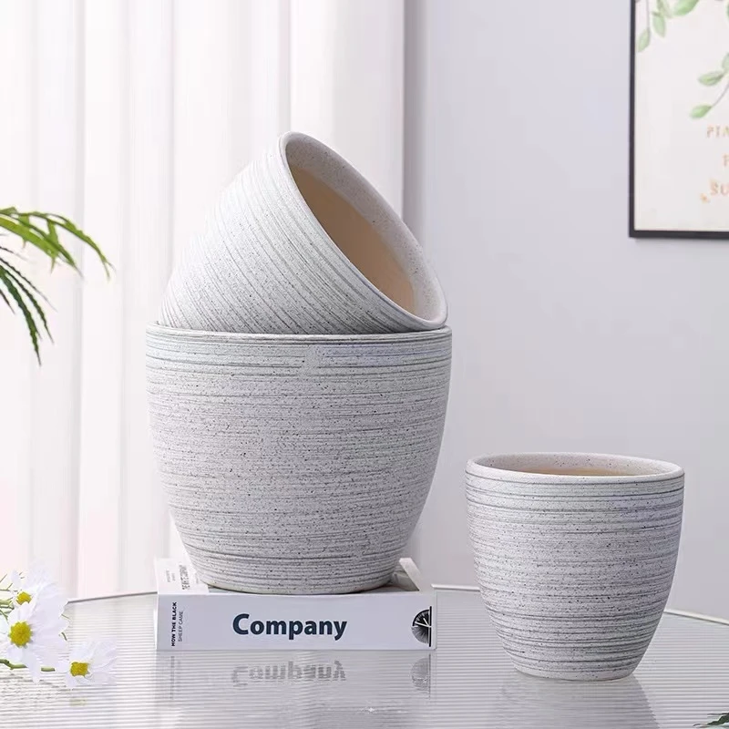 陶瓷花盆直播兰花专用盆现场直播卖货手工拉丝花盆 中号+小号