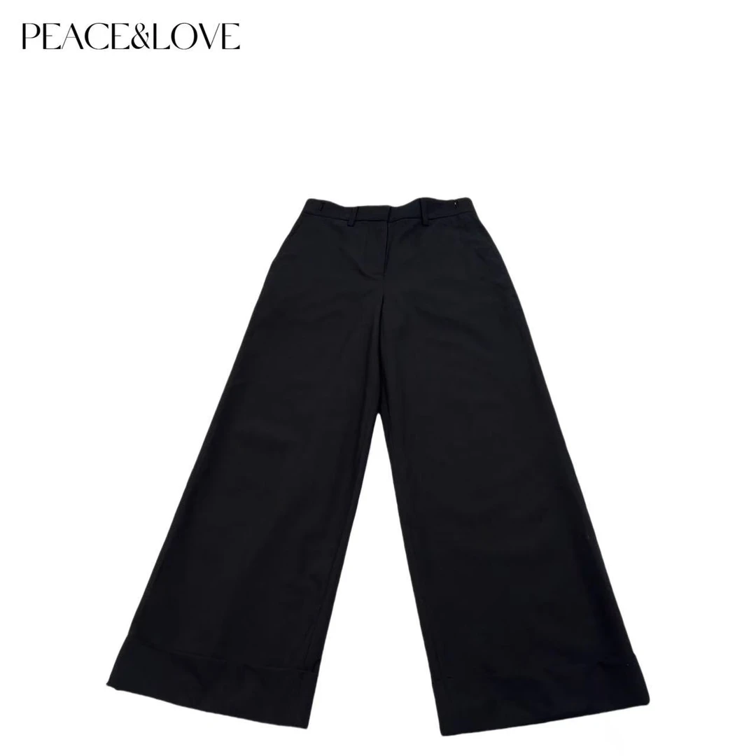 PEACE&LOVE 黑色宽松直筒西裤