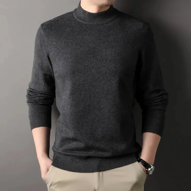 【专柜正品】男士100%绵羊毛衫新款毛衣内搭秋冬季长袖打底上衣