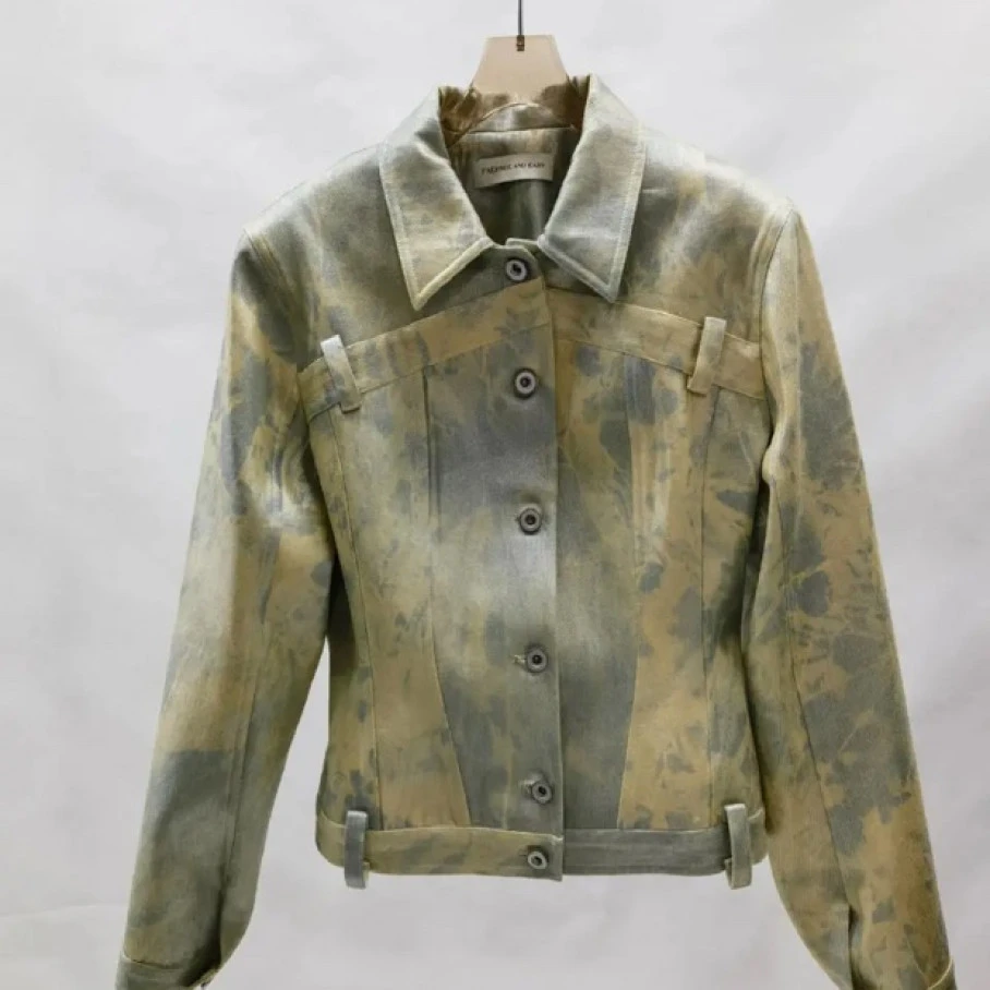 B218深圳小众设计师复古文艺夹克翻领潮外套上衣