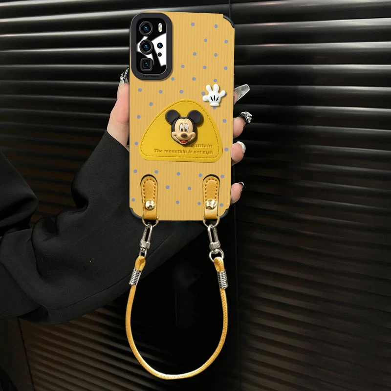 适用华为p40pro系列可爱立体米奇公仔瞳眼贴皮防摔保护手机壳