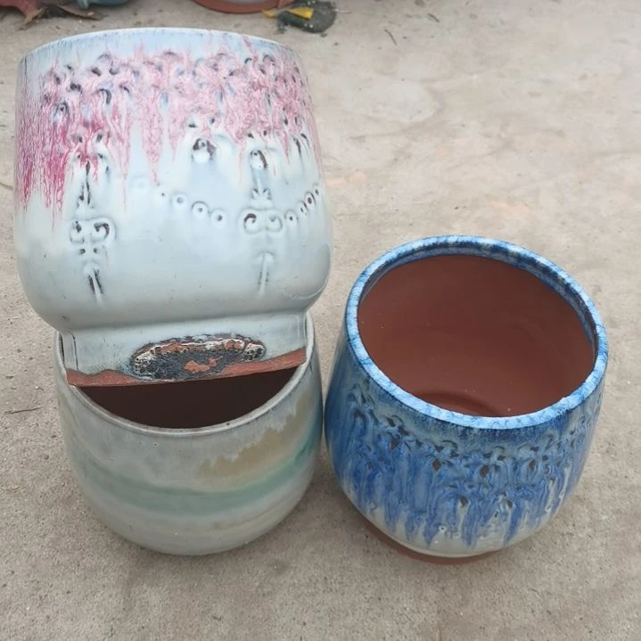 红陶瑕疵3个盆盆