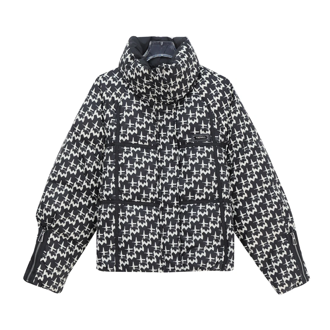 立领拼色高级感宽松洋气休闲百搭羽绒服U278