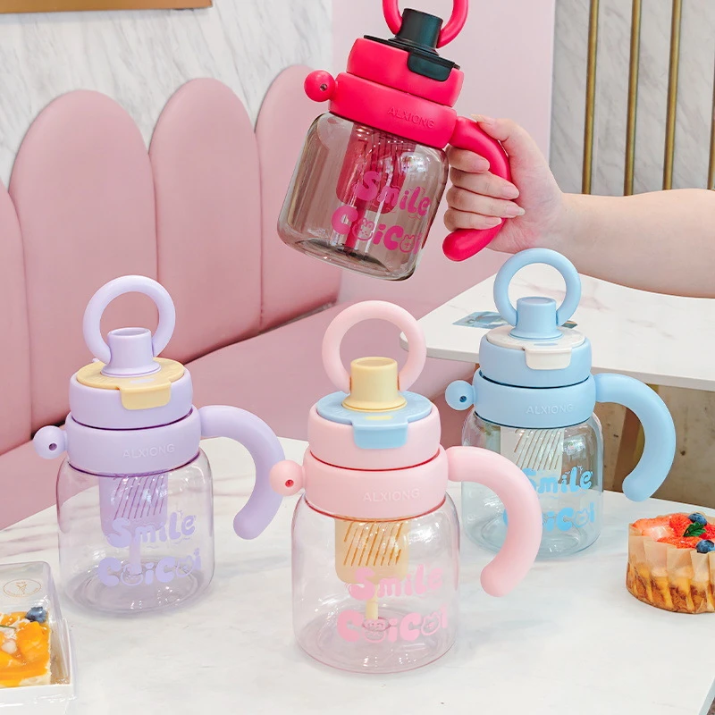 1200ml夏天儿童塑料杯高颜值双饮杯便携水杯拎拎壶大肚杯吨吨杯