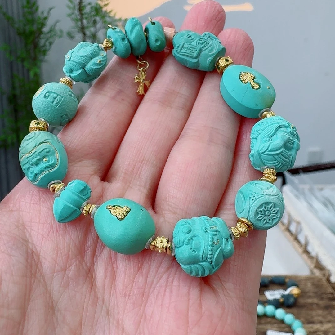 绿松石18K金镶嵌珠宝奇石