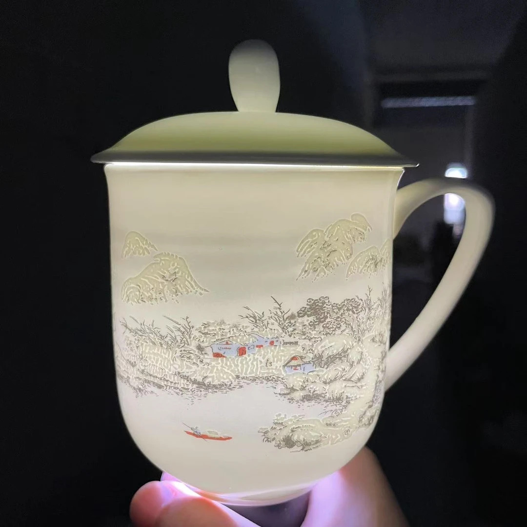 A375⑨】彩色350ml盖杯1只唐山骨瓷