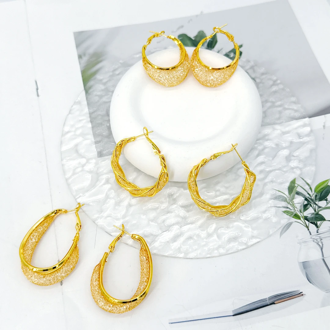 铜合金耳饰 #000420 Nipal 素款时尚精美经典金色耳环