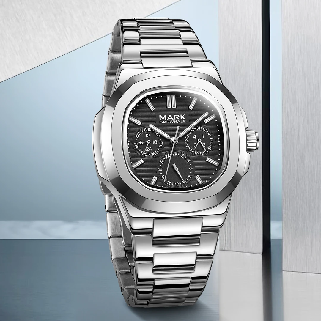 马克华菲手表男士鹦鹉螺系列石英腕表防水气质多功能日历手表