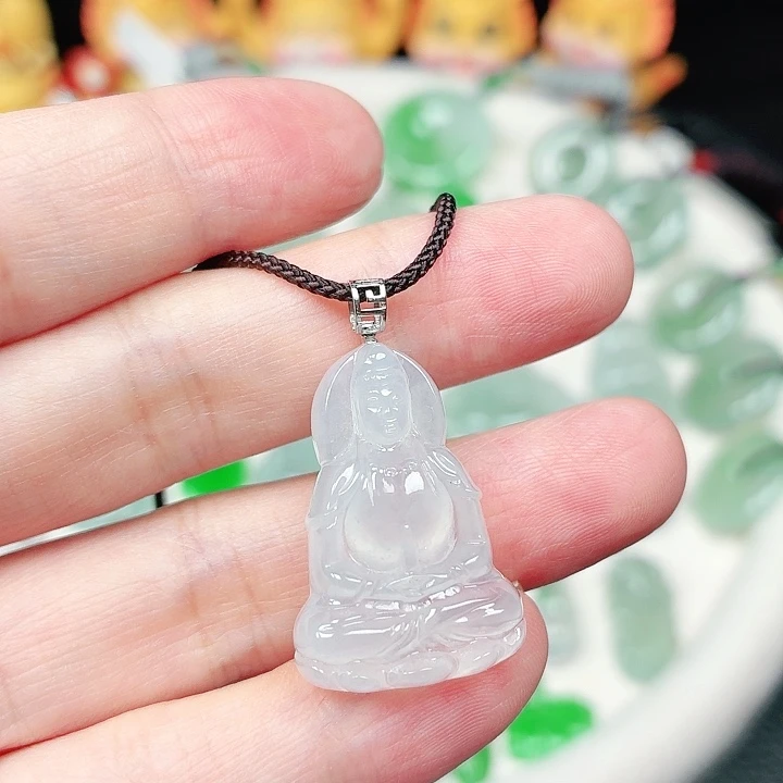 翡翠18K金镶嵌颈饰缅甸天然A货翡翠