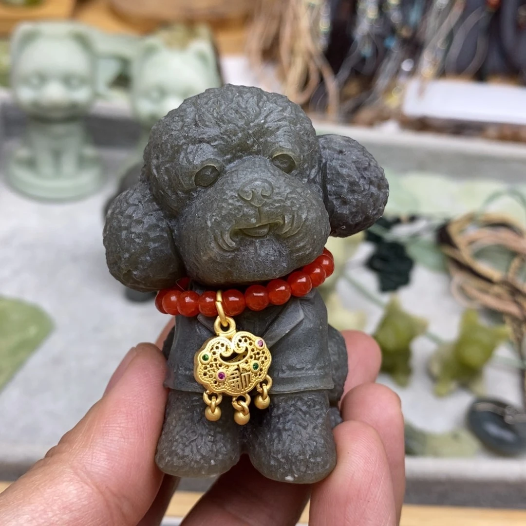 岫玉纯天然岫玉假一赔十，默认微瑕未镶嵌熊****狂