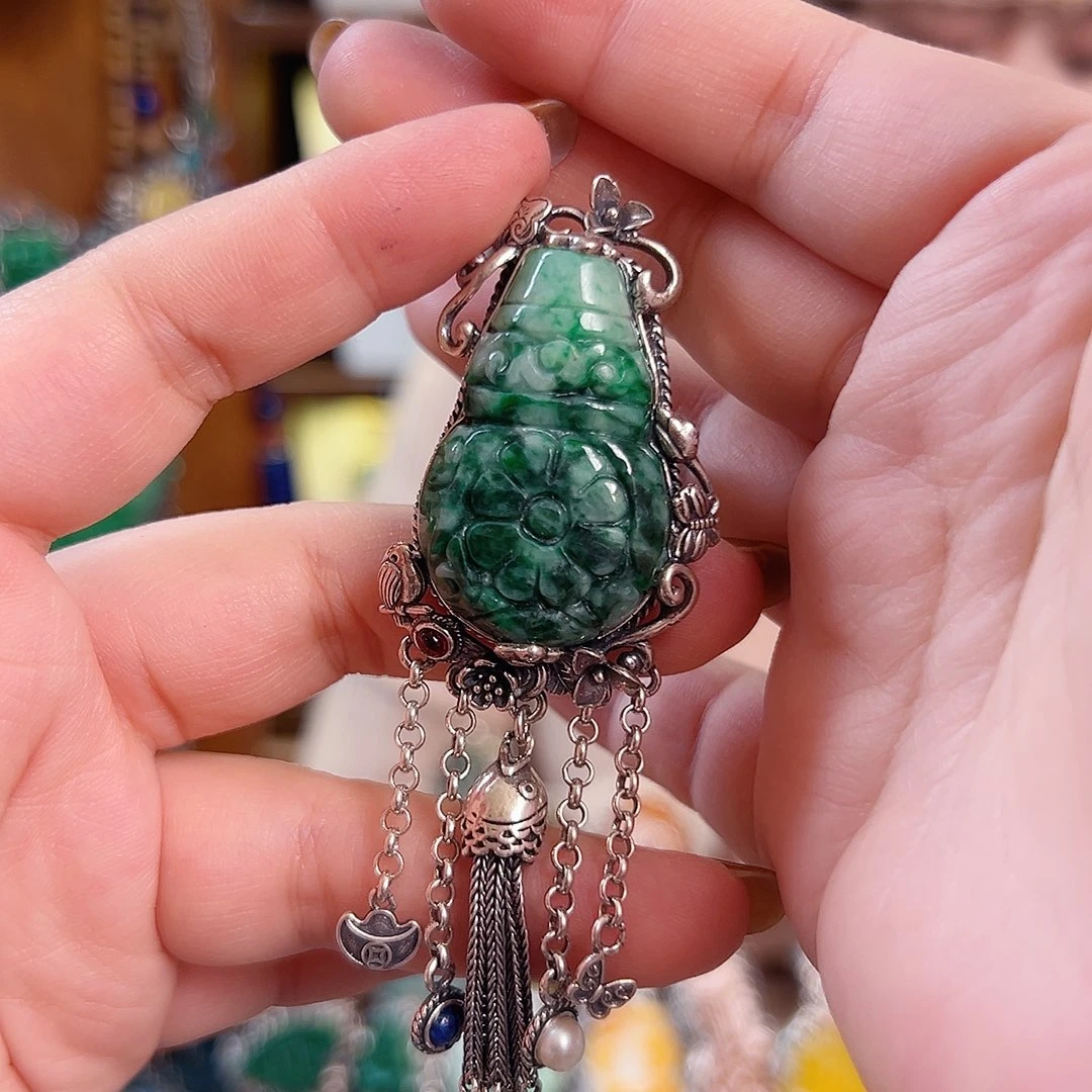 翡翠银S925镶嵌戒指/指环国风