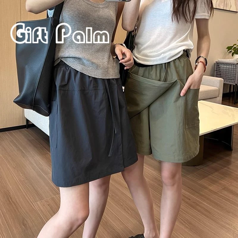 GiftPalm大码女装原纱防晒裙裤夏季薄款高腰显瘦宽松休闲百搭短裤
