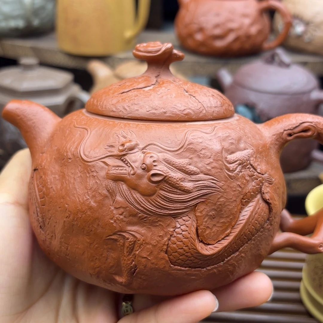茶壶紫砂龙供春朱泥300c c