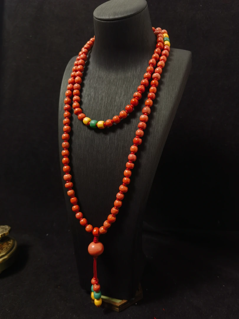 1335复古孩儿面琉璃项链