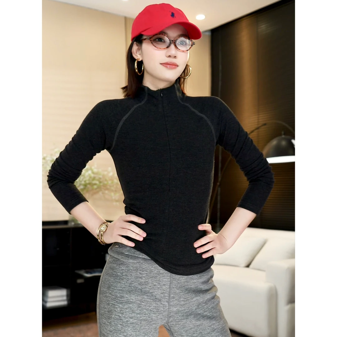 【胡洛一】加厚糯米绒半高领立领小蛮腰显瘦打底女内搭-CK993