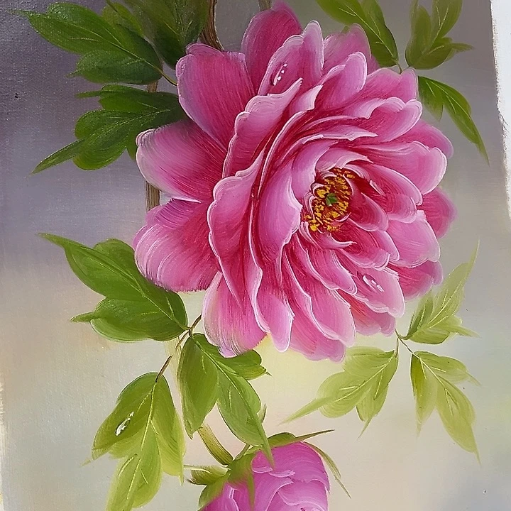 油画一一直仔仔细细