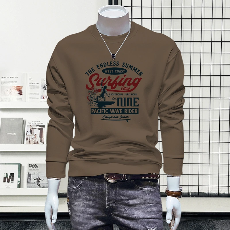 蓝晟依卫衣男款爆款秋季外套男士长袖圆领时尚印花加绒打底衫