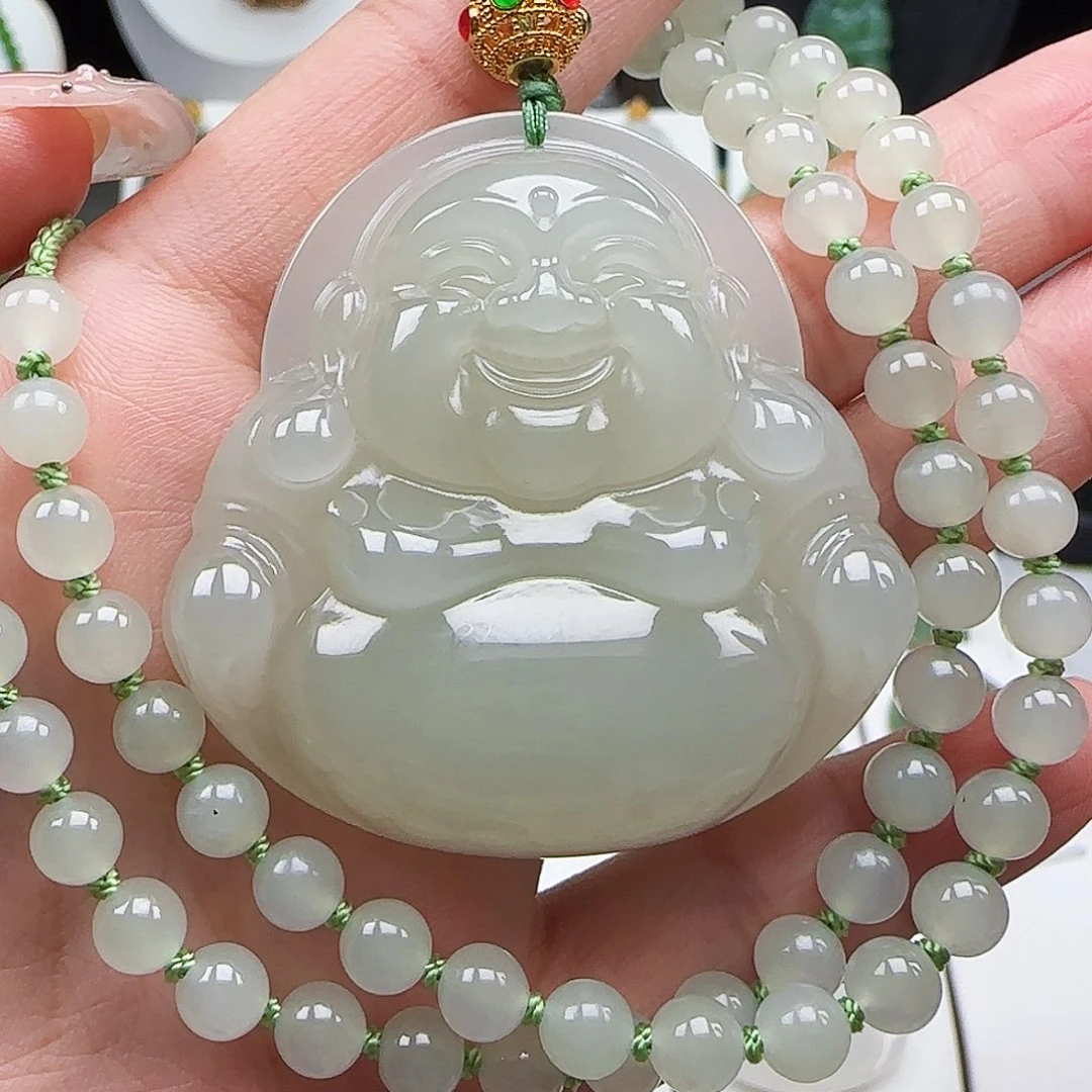 和田玉足金镶嵌吊坠(赠链)50