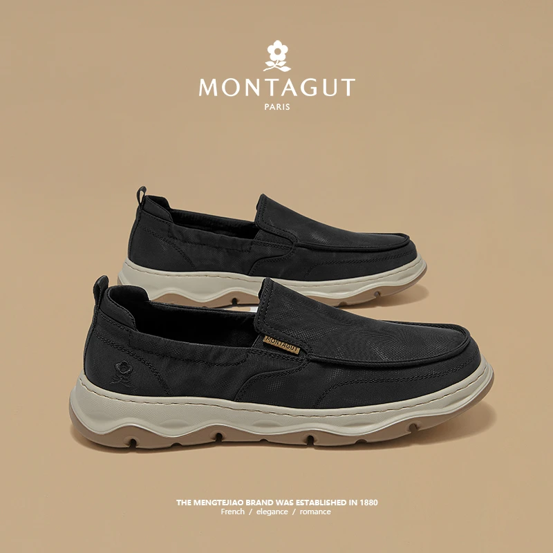 梦特娇男鞋高档老北京布鞋男士2025新款秋季一脚蹬休闲运动鞋男款
