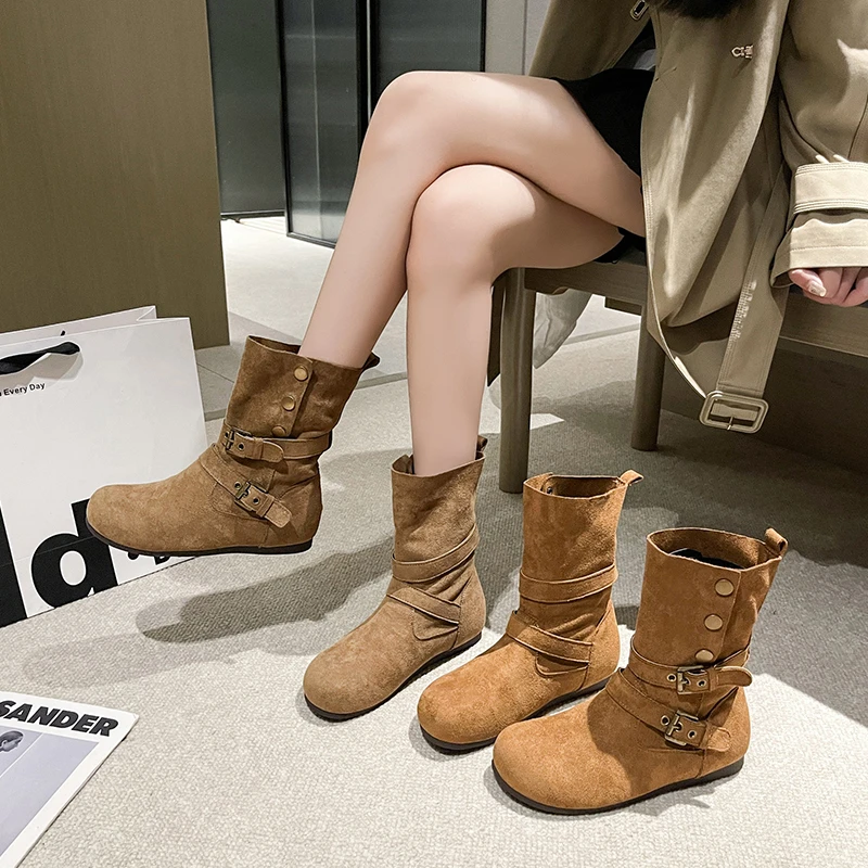 【多米】复古显瘦美拉德马丁靴2025新款两穿勃肯时尚超火堆堆短筒靴