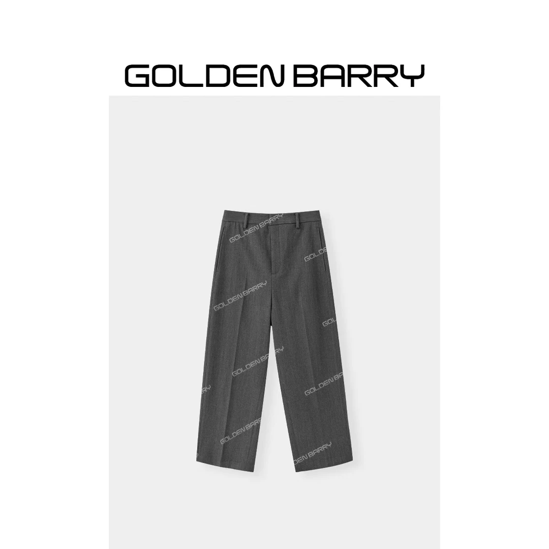 GOLDENBARRY|541168“绒间经纬”精纺羊毛阔腿西裤