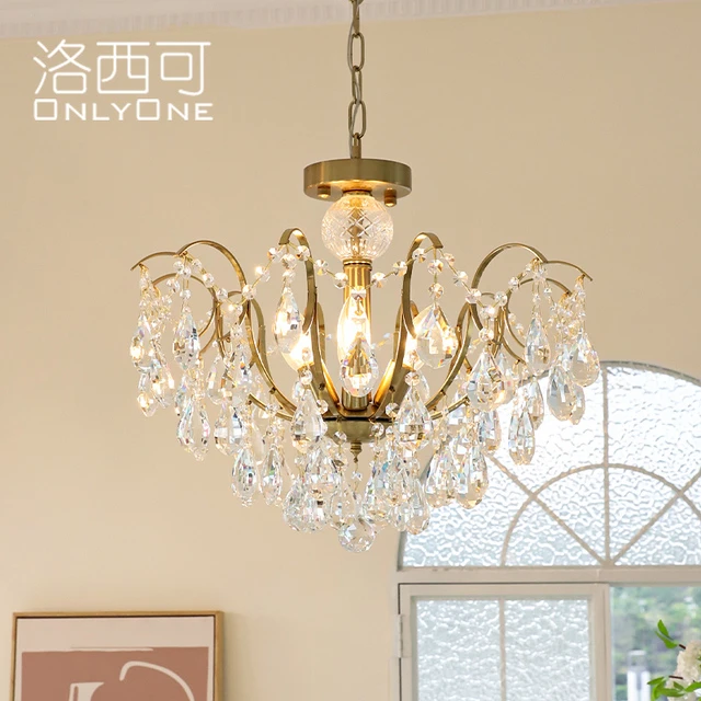 洛西可 复古轻奢法式水晶吊灯 美式后现代卧室客厅餐厅创意灯具