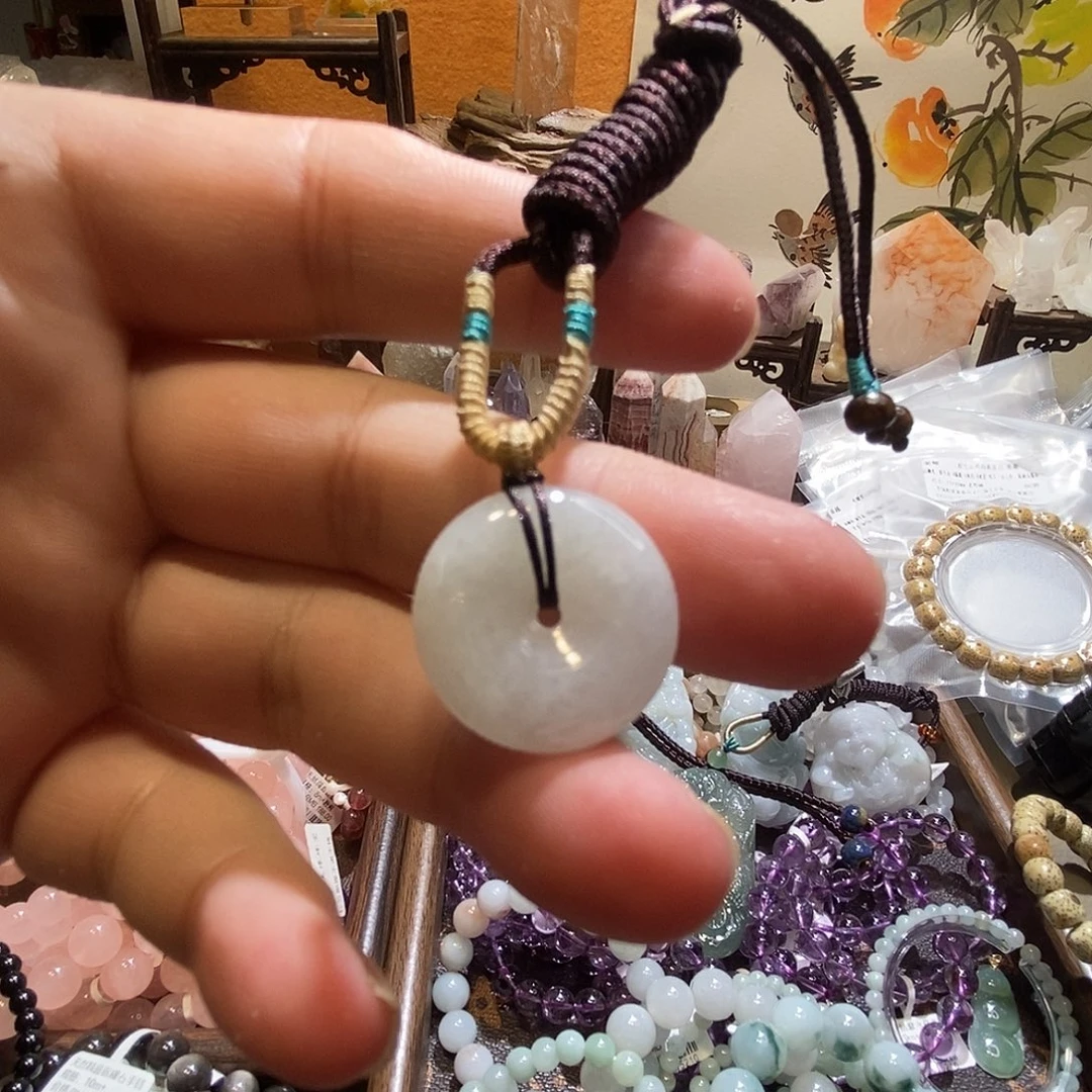 吊坠(不含链)未镶嵌翡翠缅甸天然A货翡翠白冰胶平安扣多样性发其