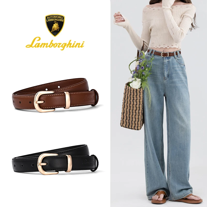 兰博基尼联名牛猛将轻奢女士腰带皮带百搭真皮裤腰带礼盒装腰链网
