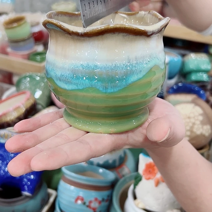 有孔.凑满10元发货多肉陶瓷花盆！