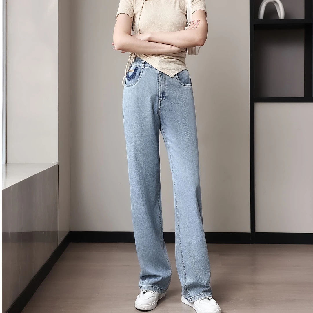 N621莱赛尔冰爽天丝夏季垂感高腰显瘦百搭直筒软牛仔裤