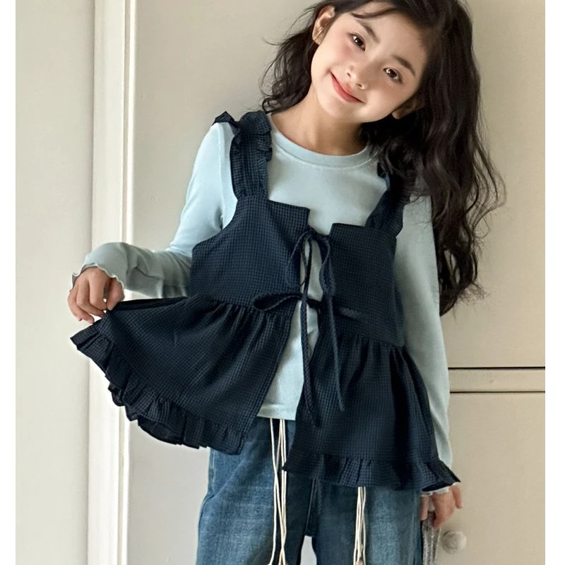 女童秋装套装2025新款初中生儿童洋气打底衫女大童秋季衣服两件套