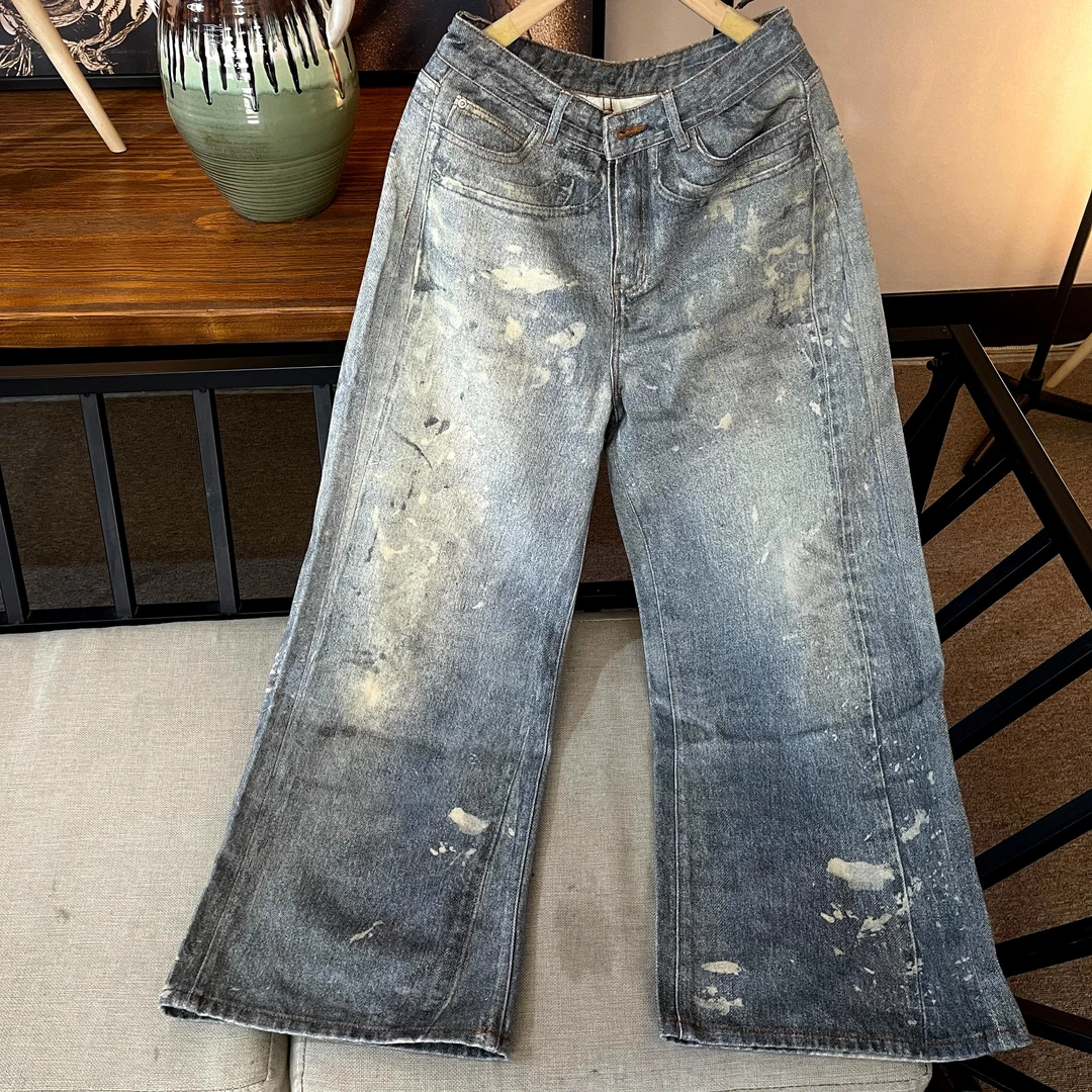 高腰显瘦阔腿牛仔裤时尚百搭修饰腿型休闲长裤