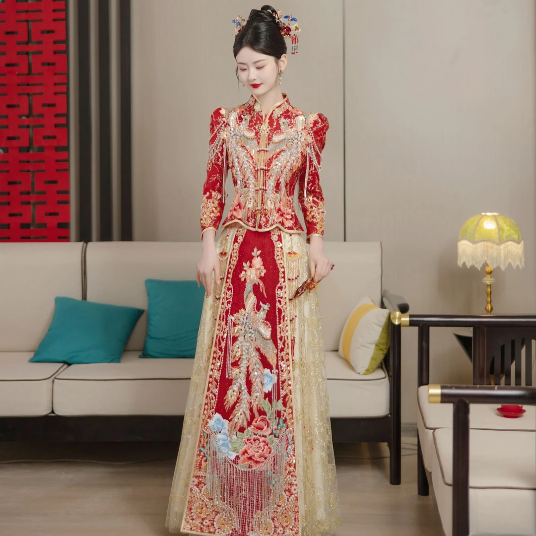 新款夏装中式秀禾服新娘结婚出阁服