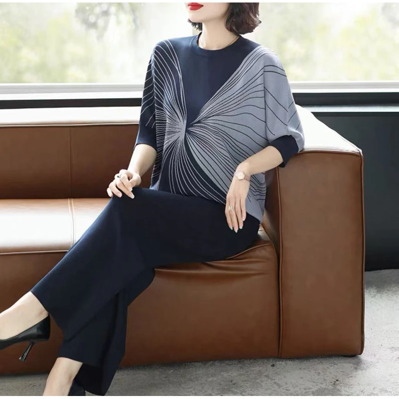 2025新款时尚冰丝针织运动服时尚两件套女