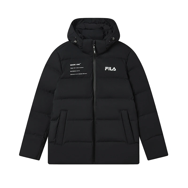 FILA斐乐情侣羽绒短款冬季运动外套连帽保暖加厚上衣F51M449901A